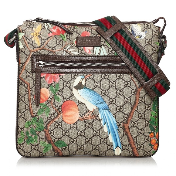 Authentic Gucci Tian crossbody unisex bag brown monogram coated bengal canvas